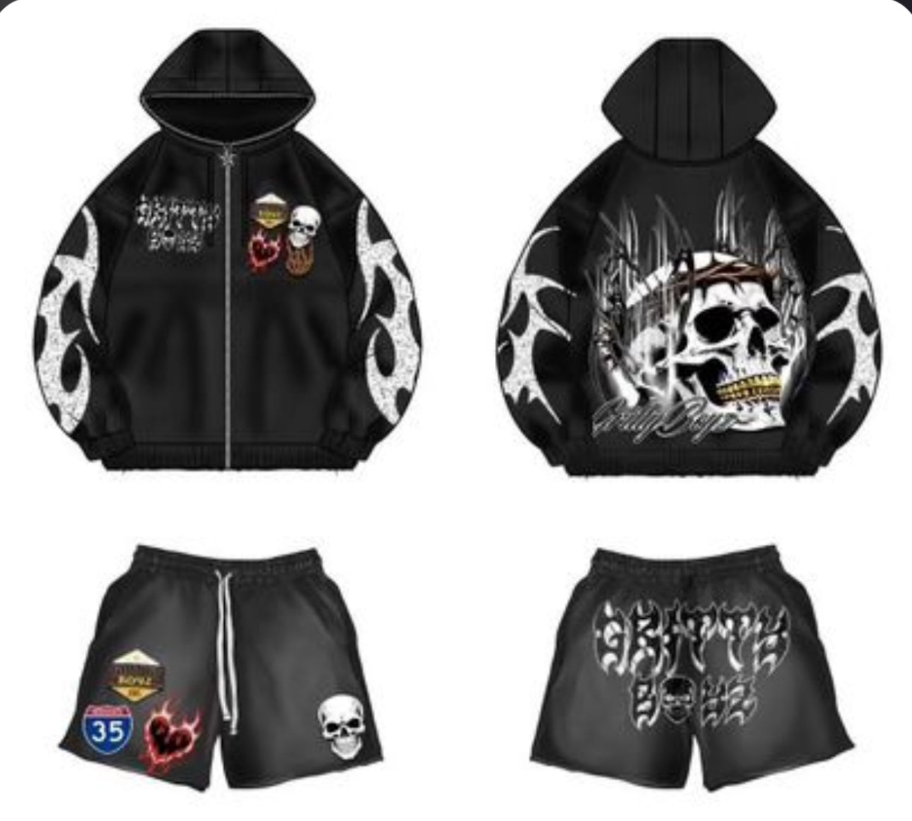 Premium Nylon Short Set with Jacket - Complete Outfit